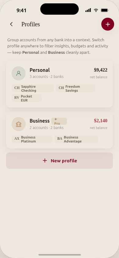 Profiles screen